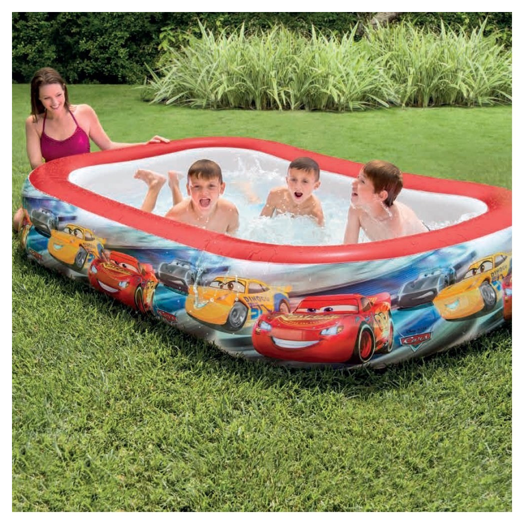 foto del prodotto trade shop piscina gonfiabile bambini disney cars 2 anelli 262 x 175 x 56 cm da giardino 