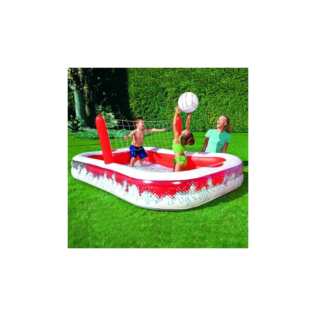 foto del prodotto trade shop piscina gonfiabile con rete gioco pallavolo e pallone 254 x 168 x 97 cm 