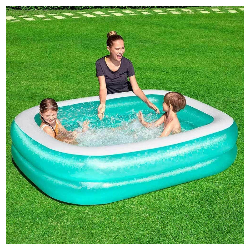 foto del prodotto trade shop piscina gonfiabile fuoriterra 2 anelli rettangolare 201 x 150 x 51 cm giardino 