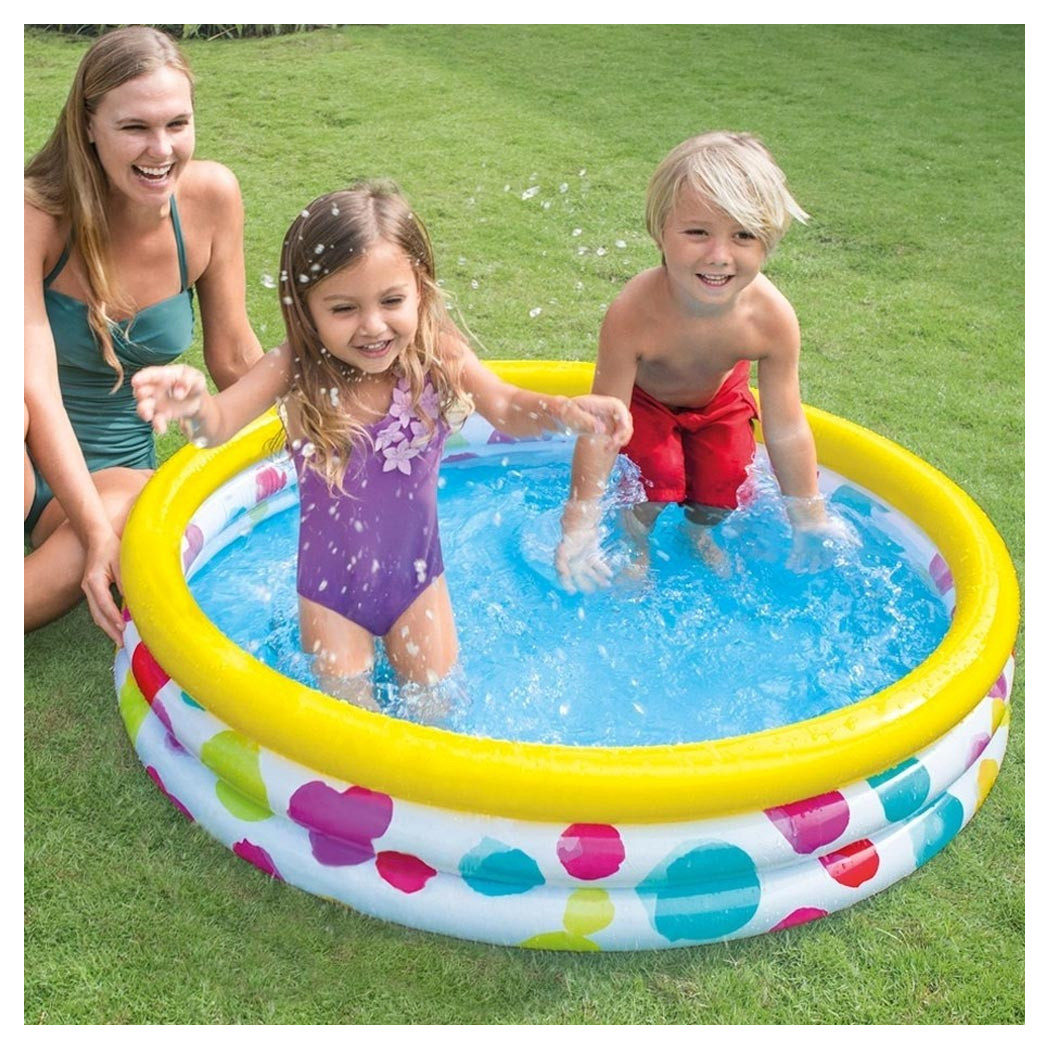 foto del prodotto trade shop piscina gonfiabile per bambini 3 anelli 114 x 25 cm giardino terrazzo 132 lt 
