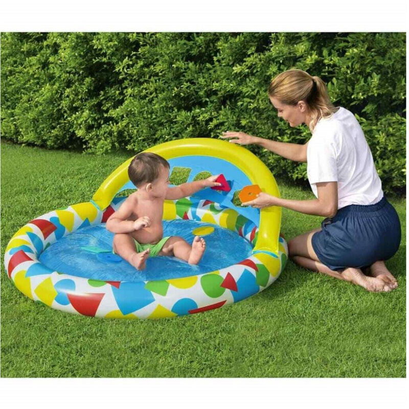 foto del prodotto trade shop piscina gonfiabile per bambini splash amp learn 120x117x46cm 5 forme schiuma 52378 