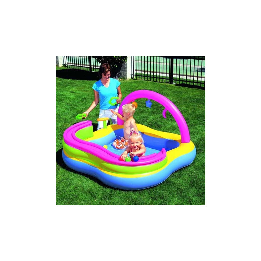 foto del prodotto trade shop piscina gonfiabile play center bambini con giochi 159 x 159 x 89 cm vinile 