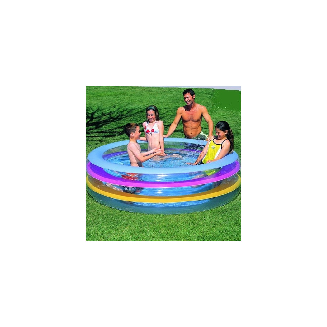 foto del prodotto trade shop piscina gonfiabile rotonda fuori terra 3 anelli in vinile 196 x 53 cm 