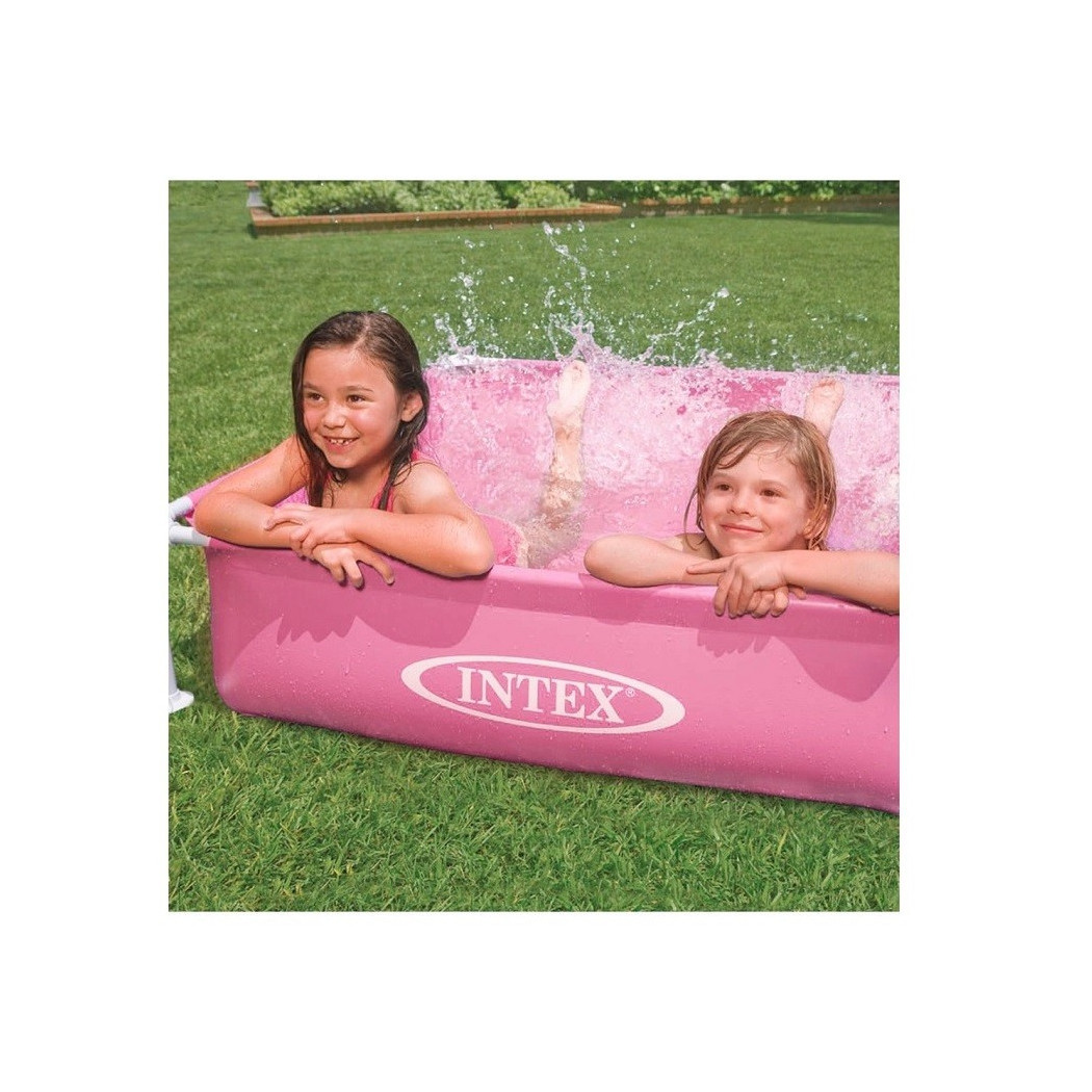 foto del prodotto trade shop piscina mini frame rosa quadrata con telaio 122x122x30 cm bambini estate 57172 