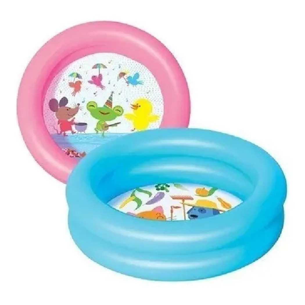 foto del prodotto trade shop piscina per bambini 2 anni baby 2 anelli fondo disegnato 61x15cm 2 colori 51061 