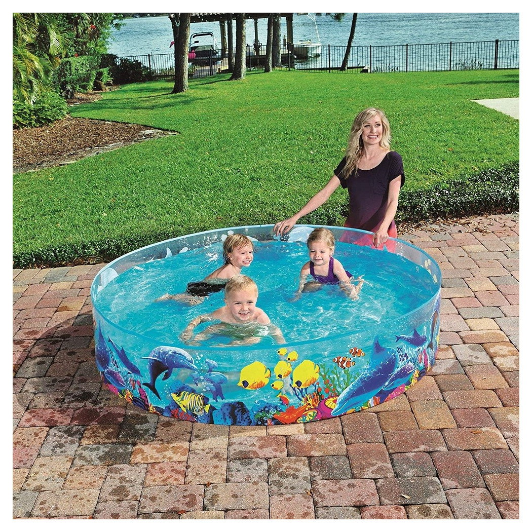 foto del prodotto trade shop piscina piscinetta rigida per bambini 2 anni fantasia marina 183 x 38 cm 55030 
