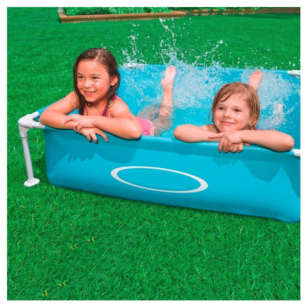foto del prodotto trade shop piscina quadrata fuori terra per bambini baby telaio in acciaio blu 122 cm 