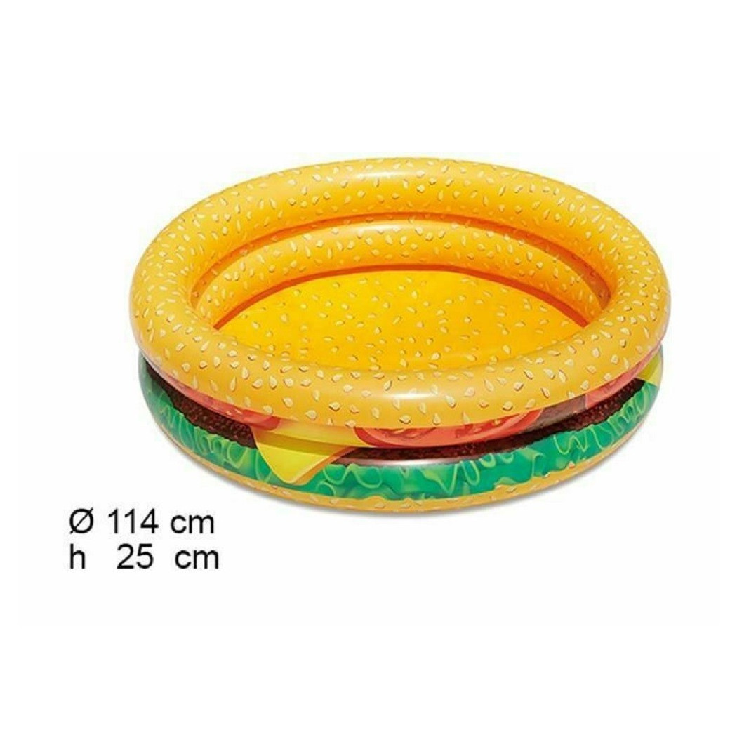 foto del prodotto trade shop piscina rotonda gonfiabile fuoriterra hamburger bambini giardino 2 anelli 114 cm 