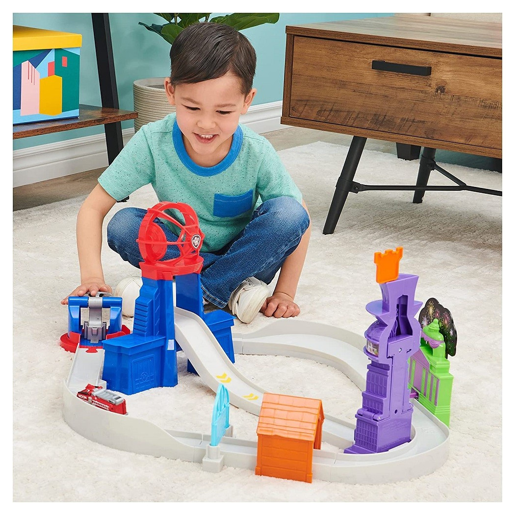 foto del prodotto trade shop pista macchinine total city rescue con veicolo di marshall paw patrol giocattoli 