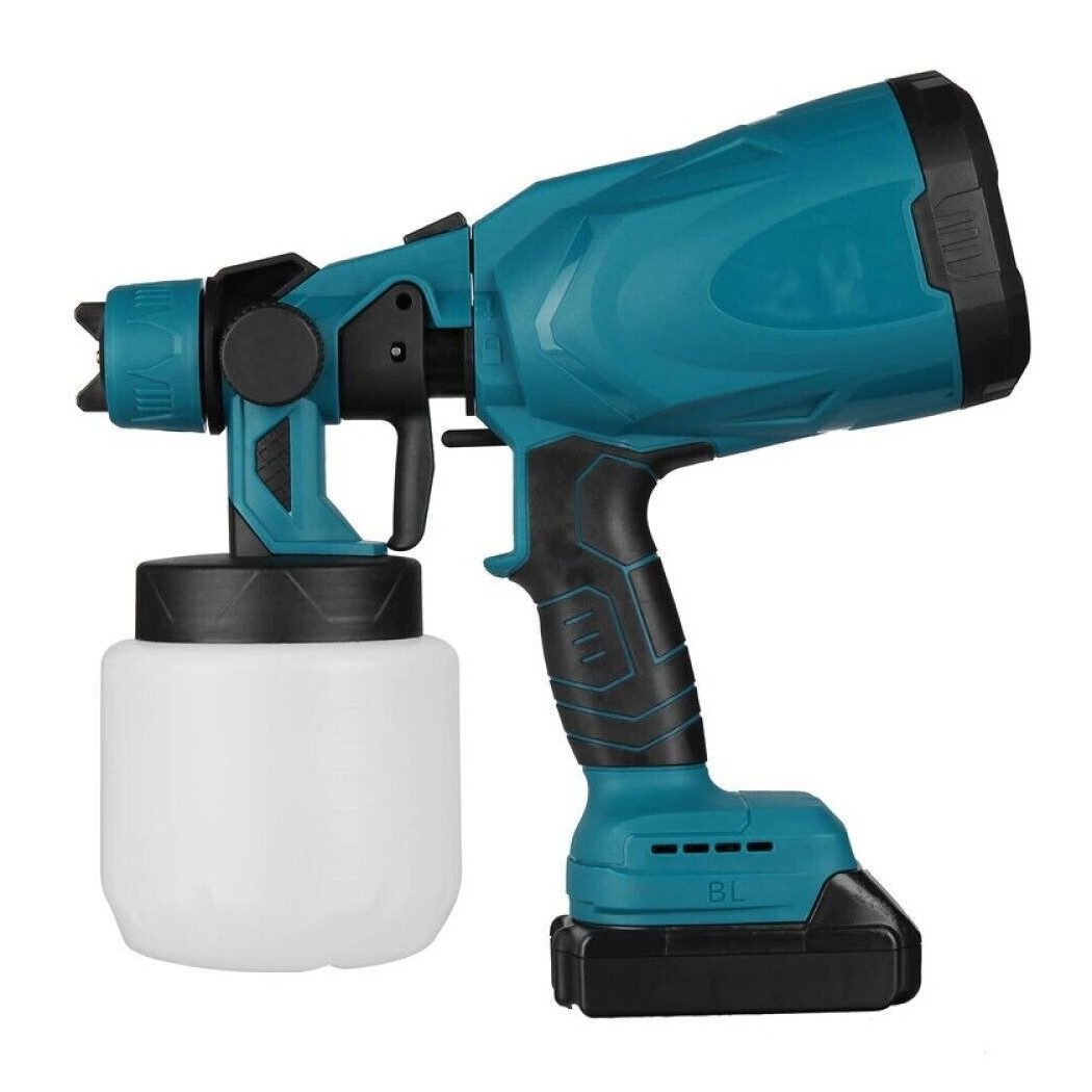 foto del prodotto trade shop pistola a spruzzo elettrica a batteria vernice 800 ml a doppia batteria 18 v 