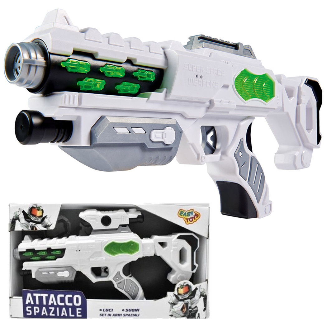foto del prodotto trade shop pistola attacco spaziale turbo blaster con accessori effetti sonori e luminosi 