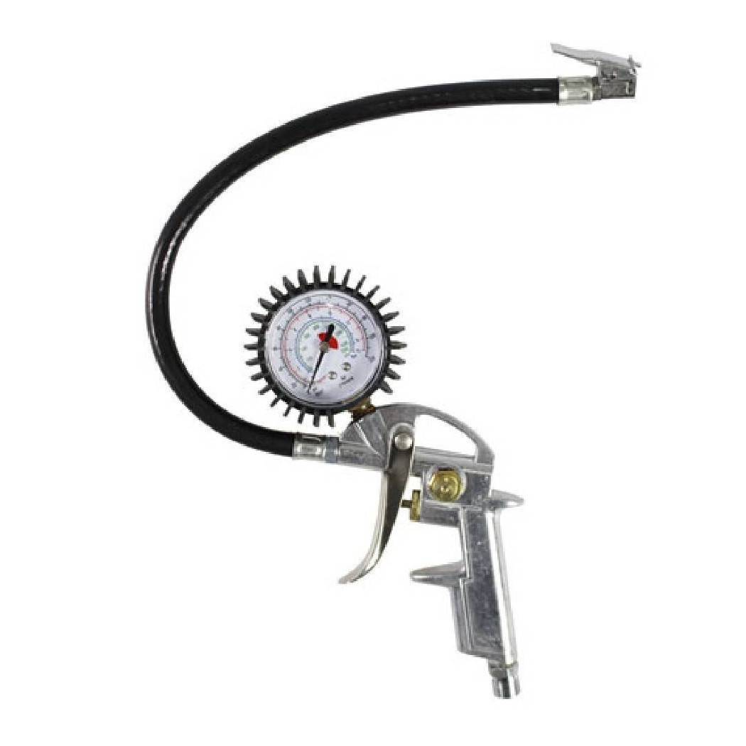 foto del prodotto trade shop pistola di gonfiaggio con manometro per compressori per auto moto bici 