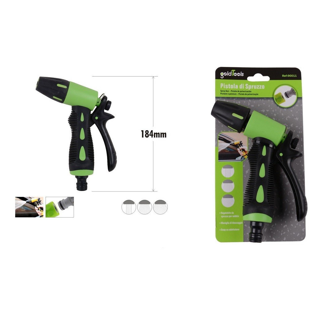 foto del prodotto trade shop - pistola di spruzzo da giardino alta pressione 3 getti regolabile 184 mm 90011 -
