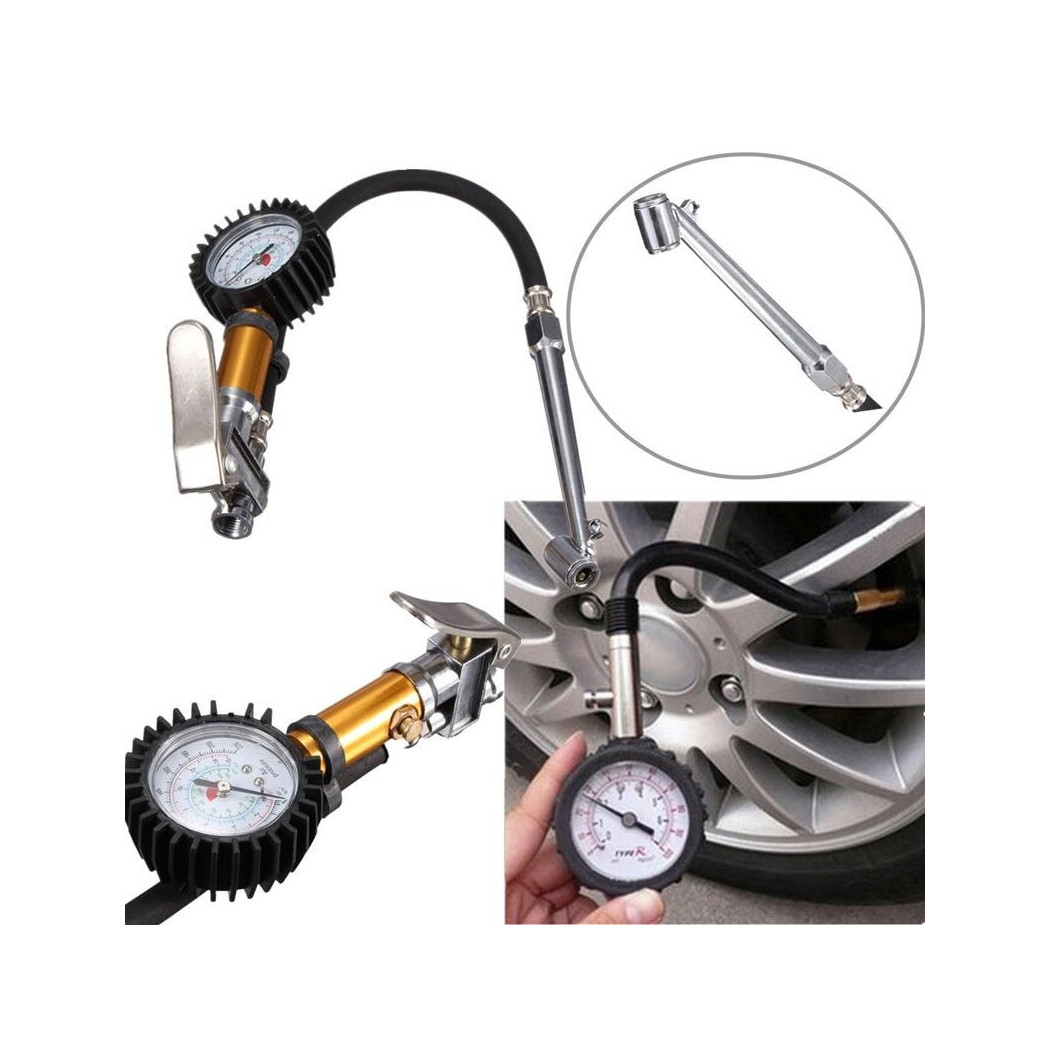 foto del prodotto trade shop pistola manometro gonfiaggio sconfiaggio ruote auto compressori attacco 1 4 quot 