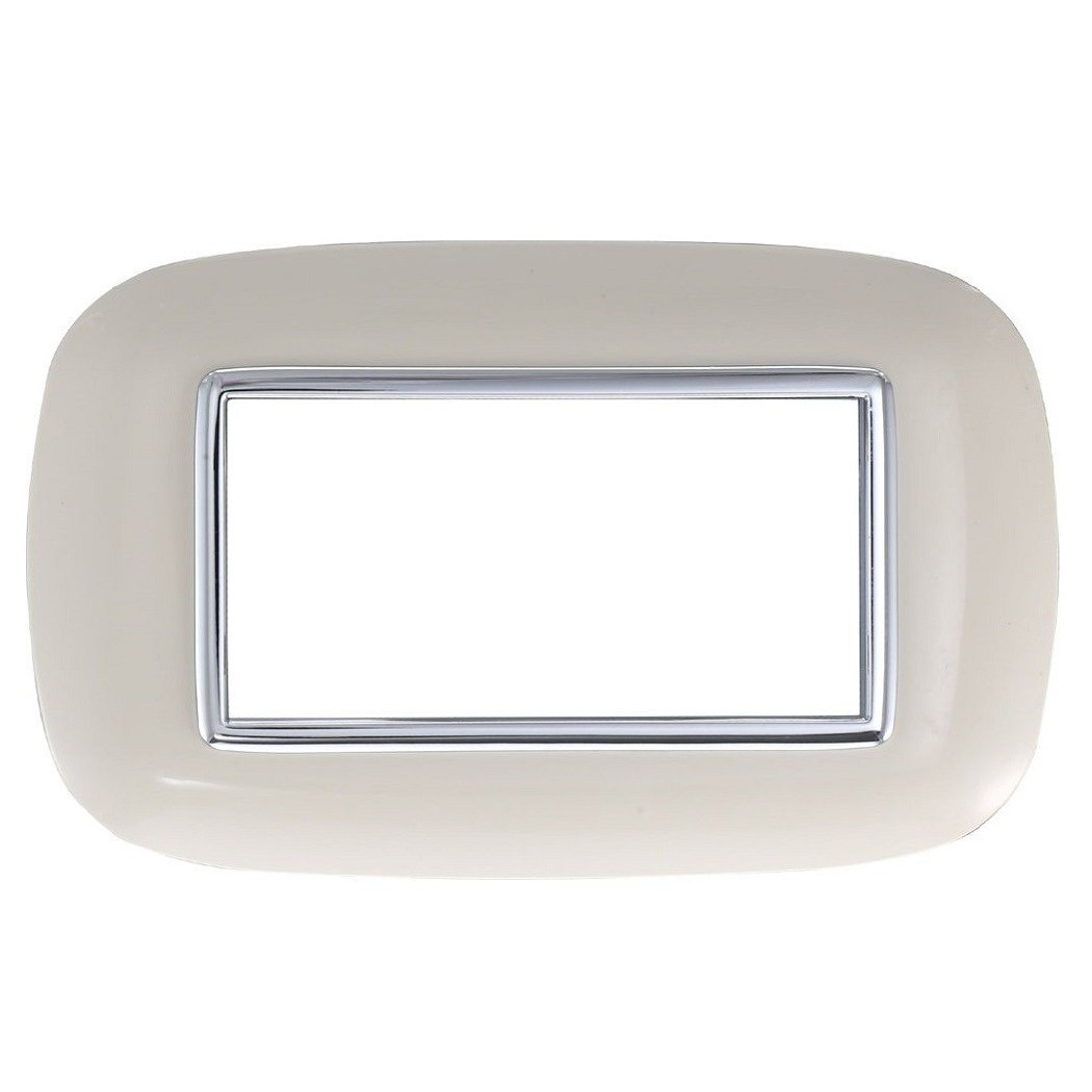 foto del prodotto trade shop placca oval 3 4 6 moduli colore sabbia compatibile con bticino axolute 4 fori 