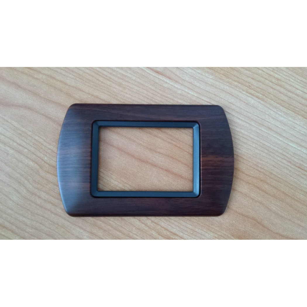 foto del prodotto trade shop placchette placche in abs compatibili per master modo colorra placca copriprese legno scuro 3 fori 