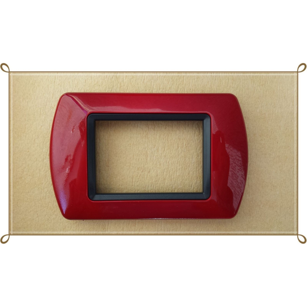 foto del prodotto trade shop placchette placche in abs compatibili per master modo colorra placca copriprese rosso metallizzato 3 fori 