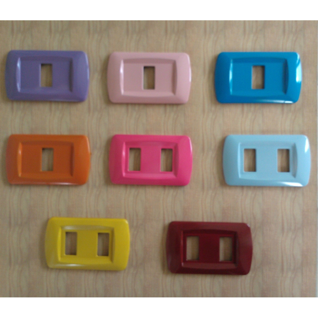 foto del prodotto trade shop placchette placche in abs serie magic bticino compatibili placca copriprese fori blu 1 foro 