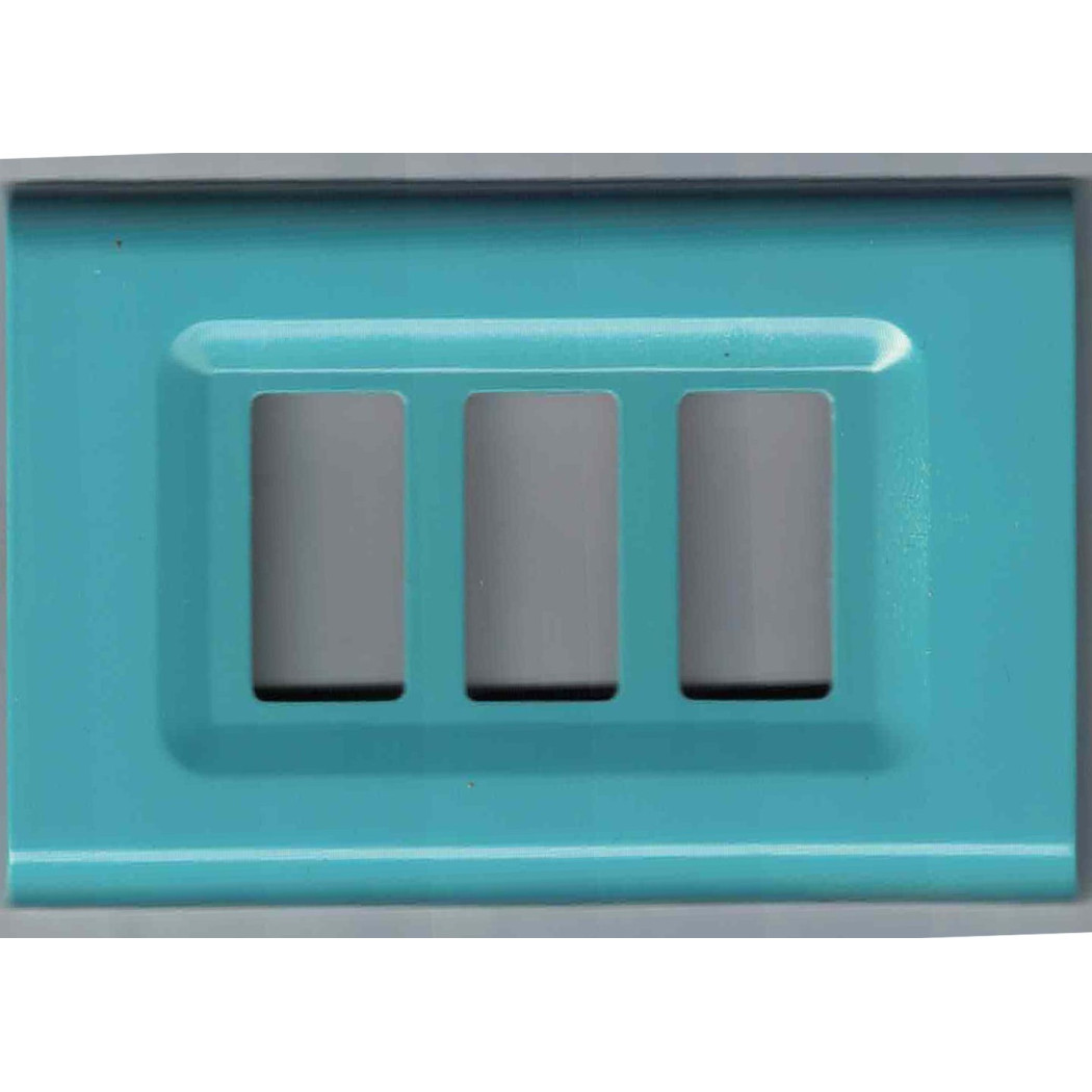 foto del prodotto trade shop placchette placche in abs serie magic elite bticino compatibili color copriprese azzurro polvere 3 fori 