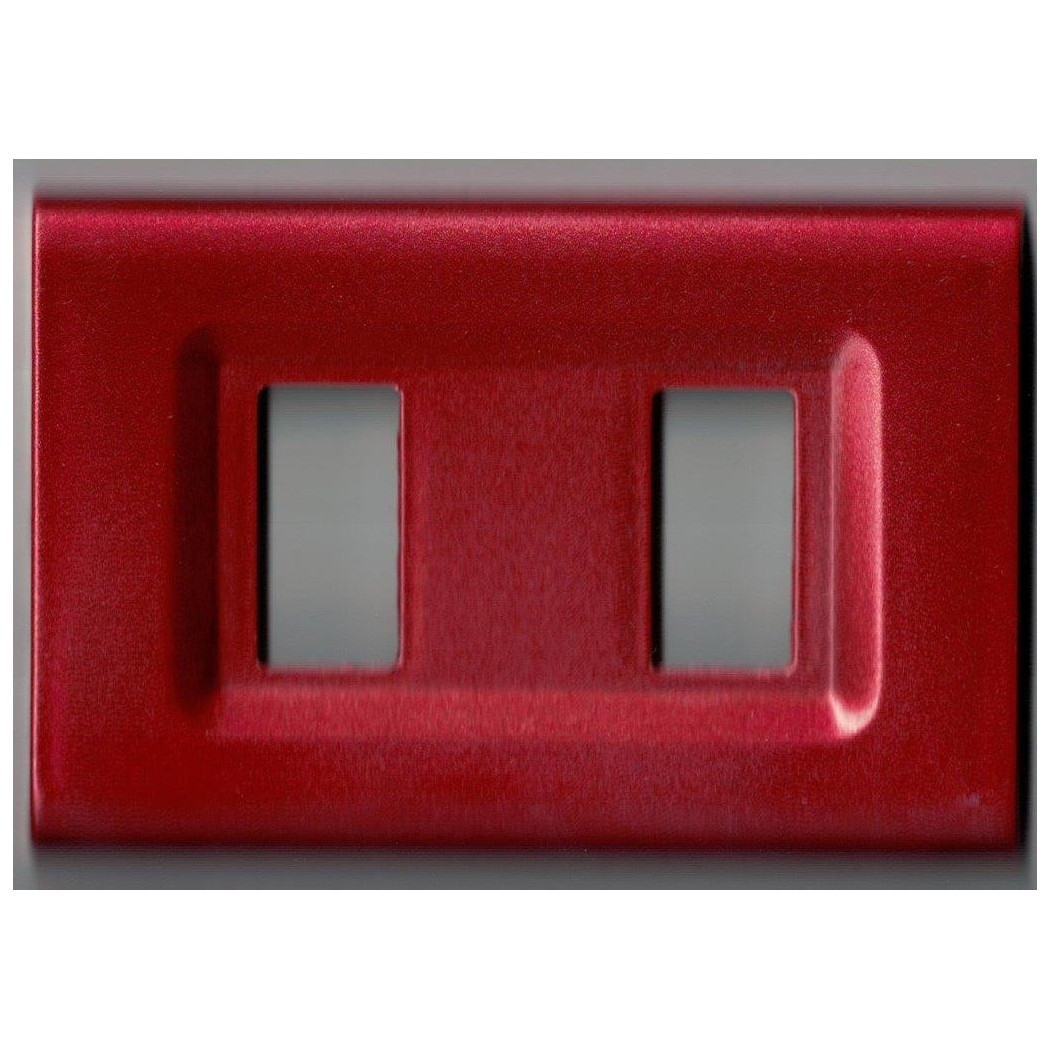 foto del prodotto trade shop placchette placche in abs serie magic elite bticino compatibili color copriprese rosso metallizzato 2 fori 