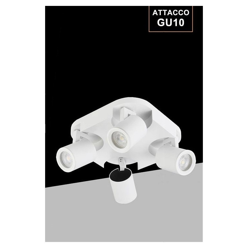 foto del prodotto trade shop plafoniera 4 diffusori orientabile soffitto parete lampada gu10 bianco nero th8805 bianco