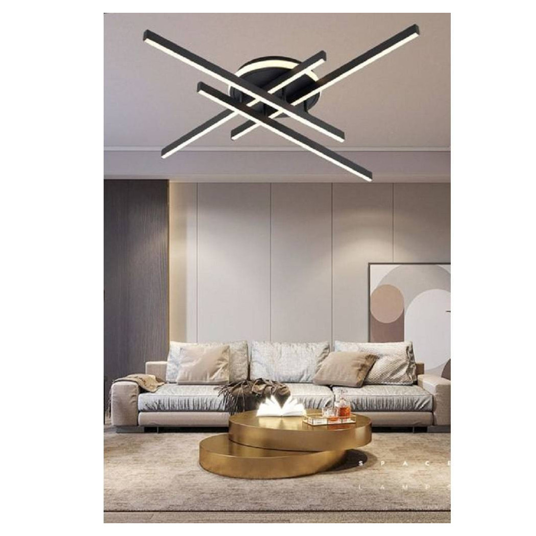 foto del prodotto trade shop plafoniera a led 45 w nero da soffitto lampadario luce 6500k 4000k 3000k pn 21n bianco caldo 