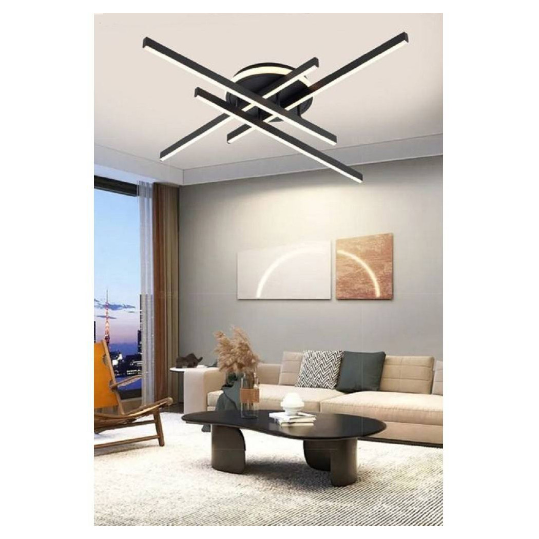 foto del prodotto trade shop plafoniera a led 45 w nero da soffitto lampadario luce 6500k 4000k 3000k pn 21n bianco naturale 