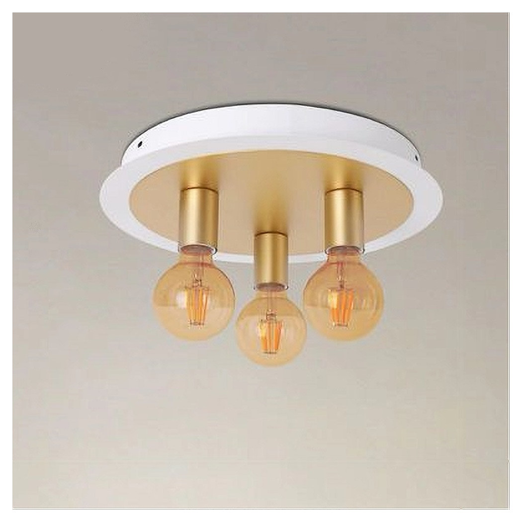 foto del prodotto trade shop plafoniera a soffitto in metallo oro bianco con 3 luci lampada attacco e27 32668 