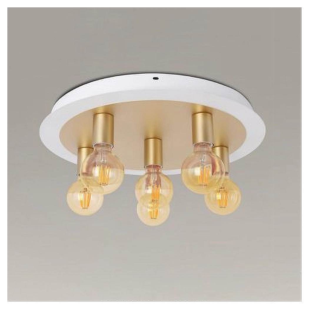 foto del prodotto trade shop plafoniera a soffitto in metallo oro bianco con 5 luci lampada attacco e27 32675 