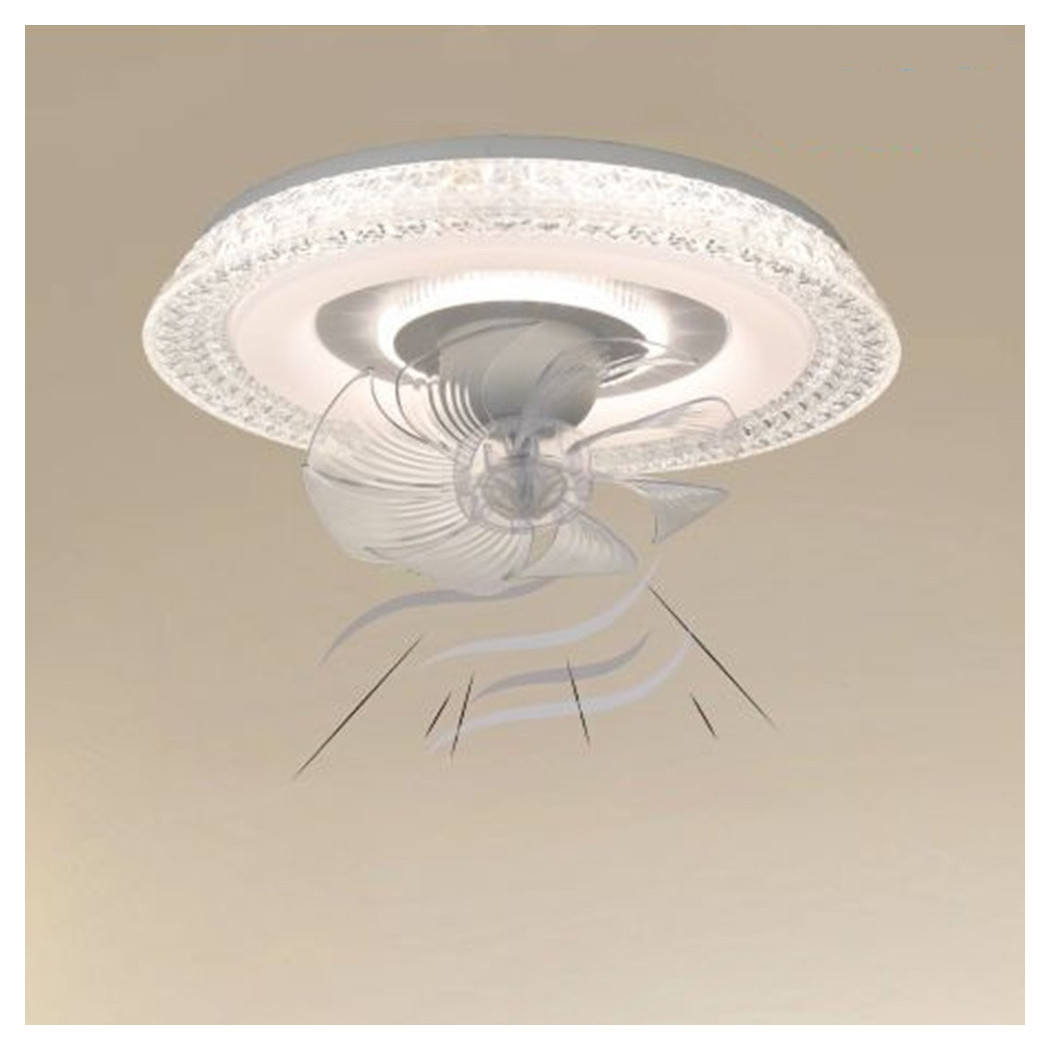 foto del prodotto trade shop plafoniera cristallo con ventola lampada soffitto ventilatore luce 3200k 6500k 33221 