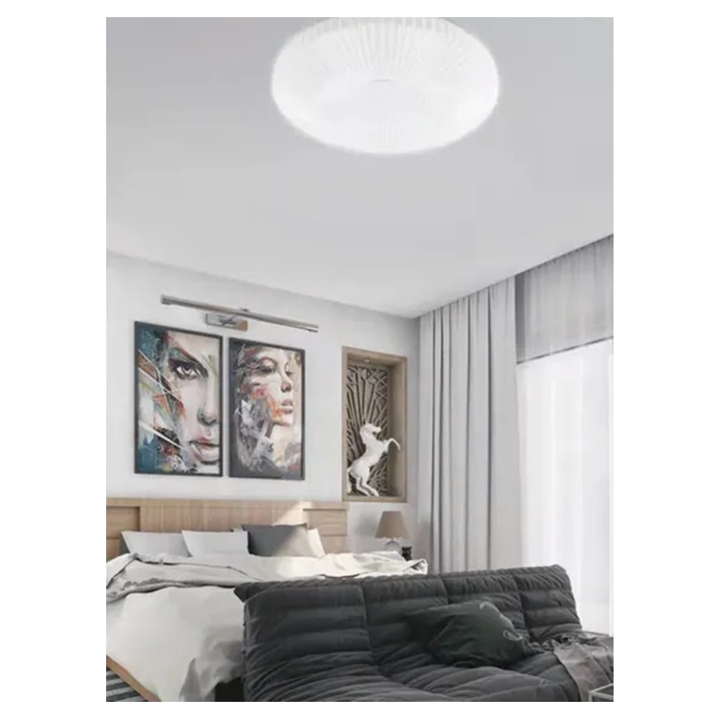 foto del prodotto trade shop plafoniera da soffitto 60 watt rotondo rigato luce fredda 6500k fst 50a60086 49cm 