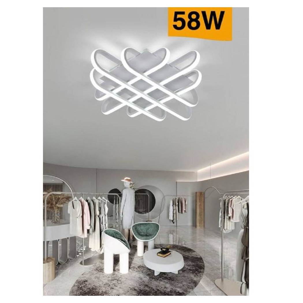 foto del prodotto trade shop - plafoniera da soffitto led 58 w lampadario moderno luce 6500k 4000k 3000k c41-b - -bianco freddo -