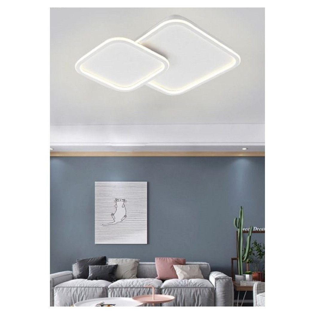 foto del prodotto trade shop plafoniera lampadario soffitto led design a 2 rombi bianco moderno 60 w pn 24 3c 