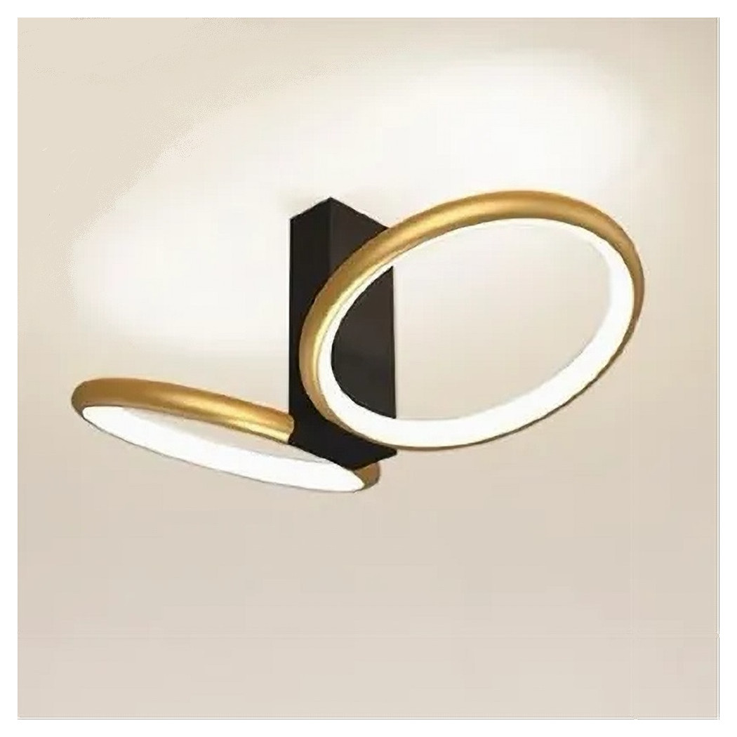 foto del prodotto trade shop plafoniera led 22 w 2 cerchi oro moderno lampadario soffitto doppio anello 50544 