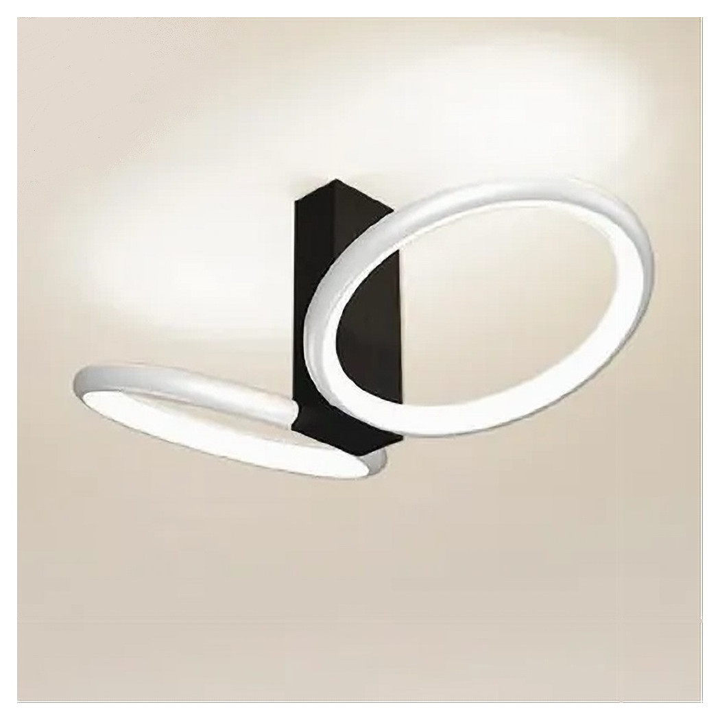 foto del prodotto trade shop plafoniera led 22w 2 cerchi bianco moderno lampadario soffitto doppio anello 50537 