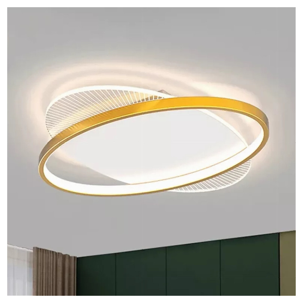 foto del prodotto trade shop plafoniera led 28 w rotonda oro moderno lampadario soffitto luce naturale 71019 