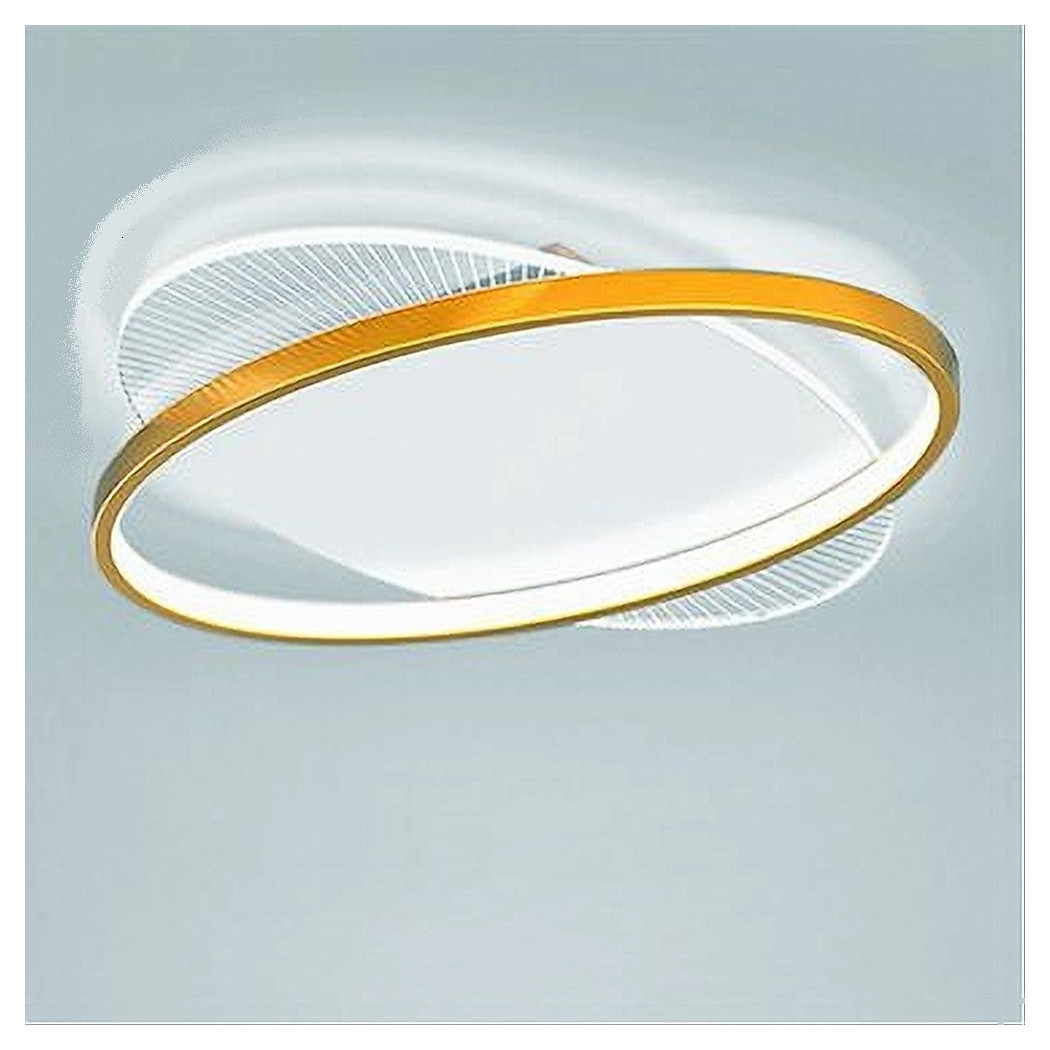 foto del prodotto trade shop plafoniera led 28 watt rotonda oro moderno lampadario soffitto luce fredda 71026 
