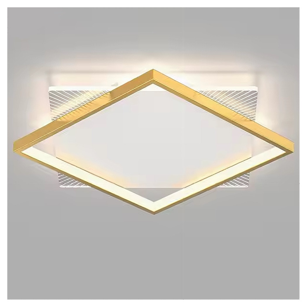 foto del prodotto trade shop plafoniera led 30 w quadrata oro moderno lampadario soffitto luce naturale 71033 