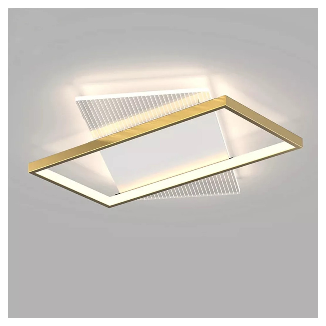 foto del prodotto trade shop plafoniera led 32 w rettangolare oro lampadario da soffitto luce naturale 71057 
