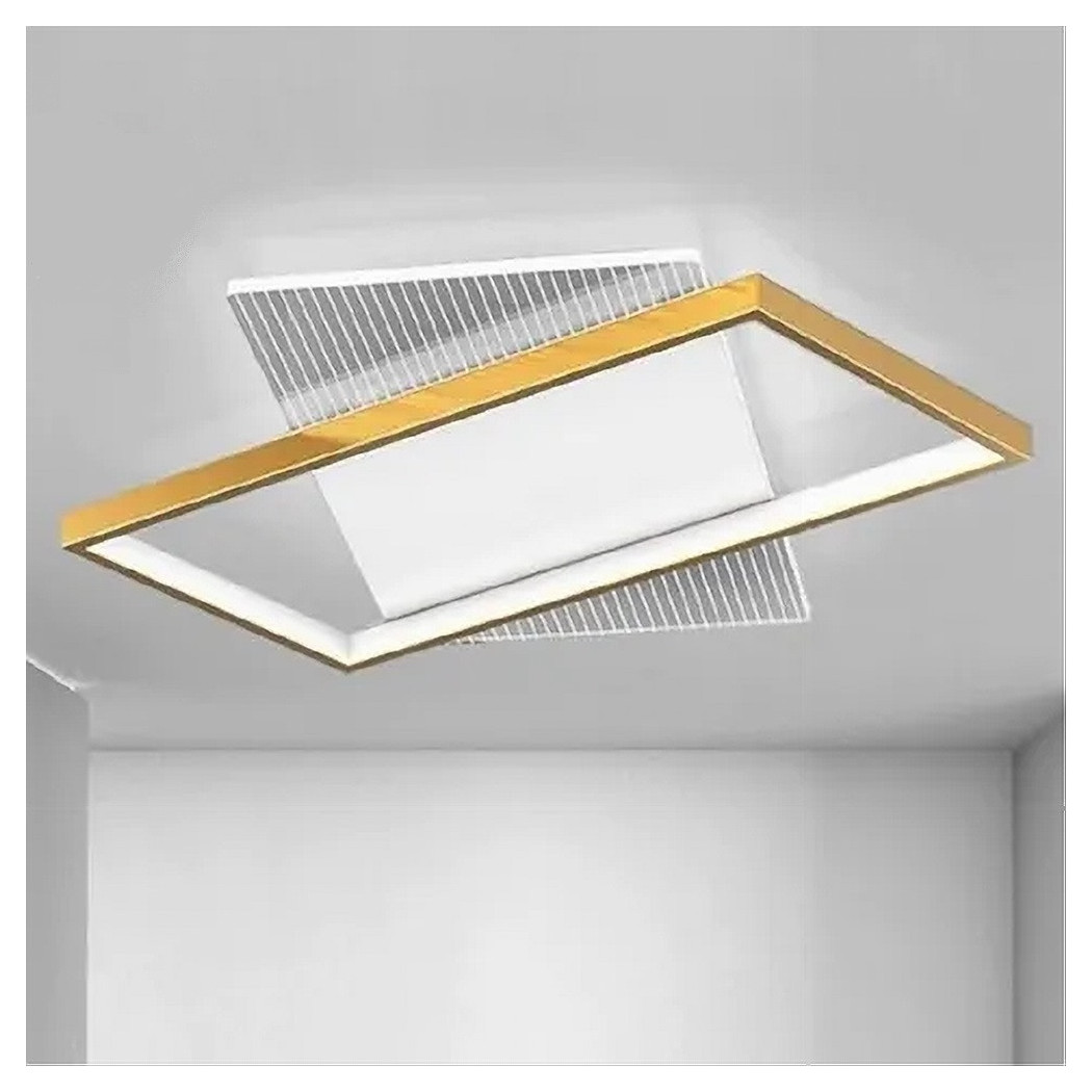 foto del prodotto trade shop plafoniera led 32 watt rettangolare oro lampadario da soffitto luce fredda 71064 