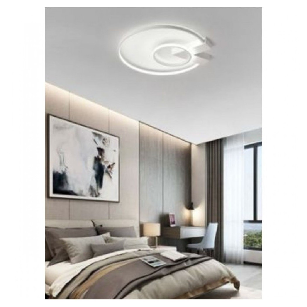 foto del prodotto trade shop plafoniera led 32w lampadario soffitto design cerchi moderno tondo bianco pn 04b bianco freddo 
