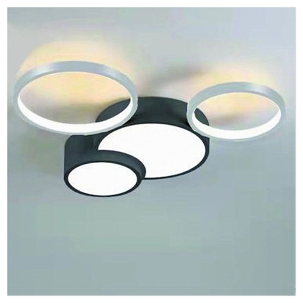 foto del prodotto trade shop plafoniera led 36w 4 cerchi argento nero lampada soffitto moderno luce 4000k 70937 