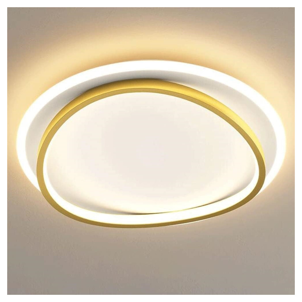 foto del prodotto trade shop plafoniera led 36w cerchio bianco oro moderno soffitto tonda luce naturale 71493 
