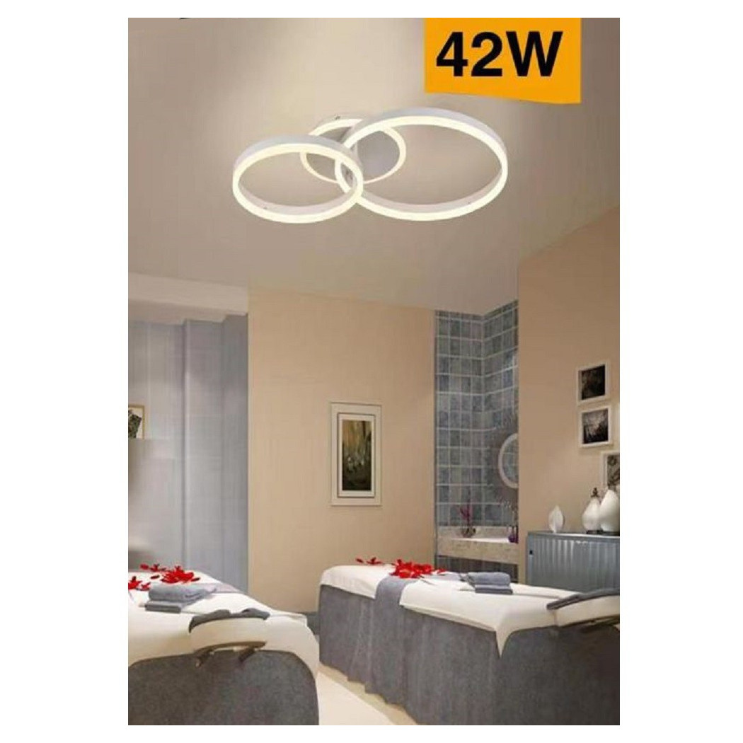 foto del prodotto trade shop plafoniera led 42 w lampadario c35 bianco moderno cerchi luce 4000k 6500k 3000k bianco caldo 