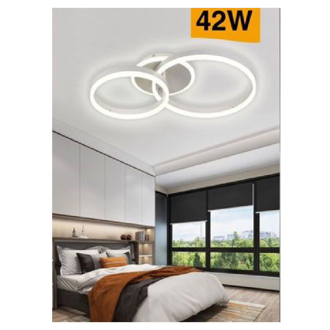 foto del prodotto trade shop plafoniera led 42 w lampadario c35 bianco moderno cerchi luce 4000k 6500k 3000k bianco naturale 