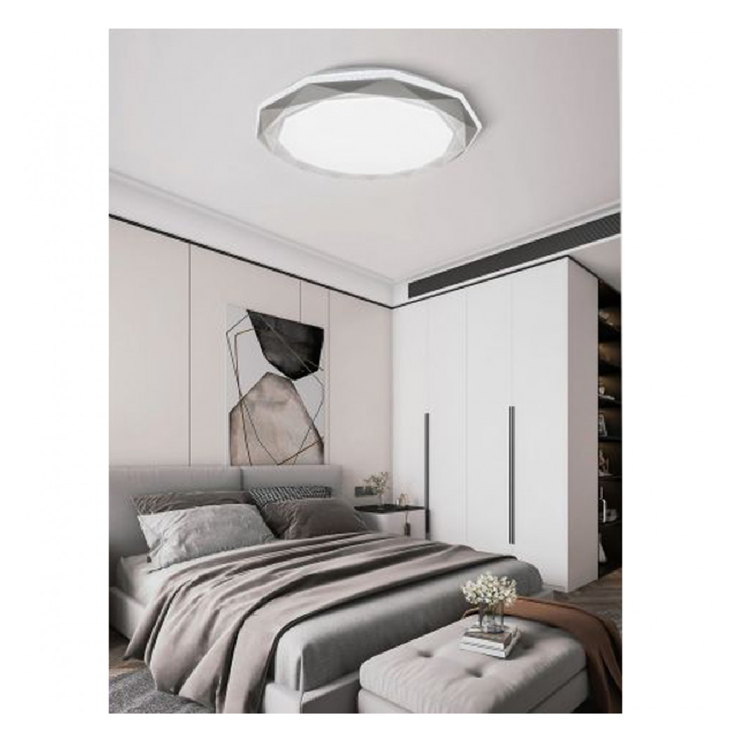 foto del prodotto trade shop plafoniera led 46w dimmerabile con superfice sfaccettata luce 6500k 4000k bianco freddo 