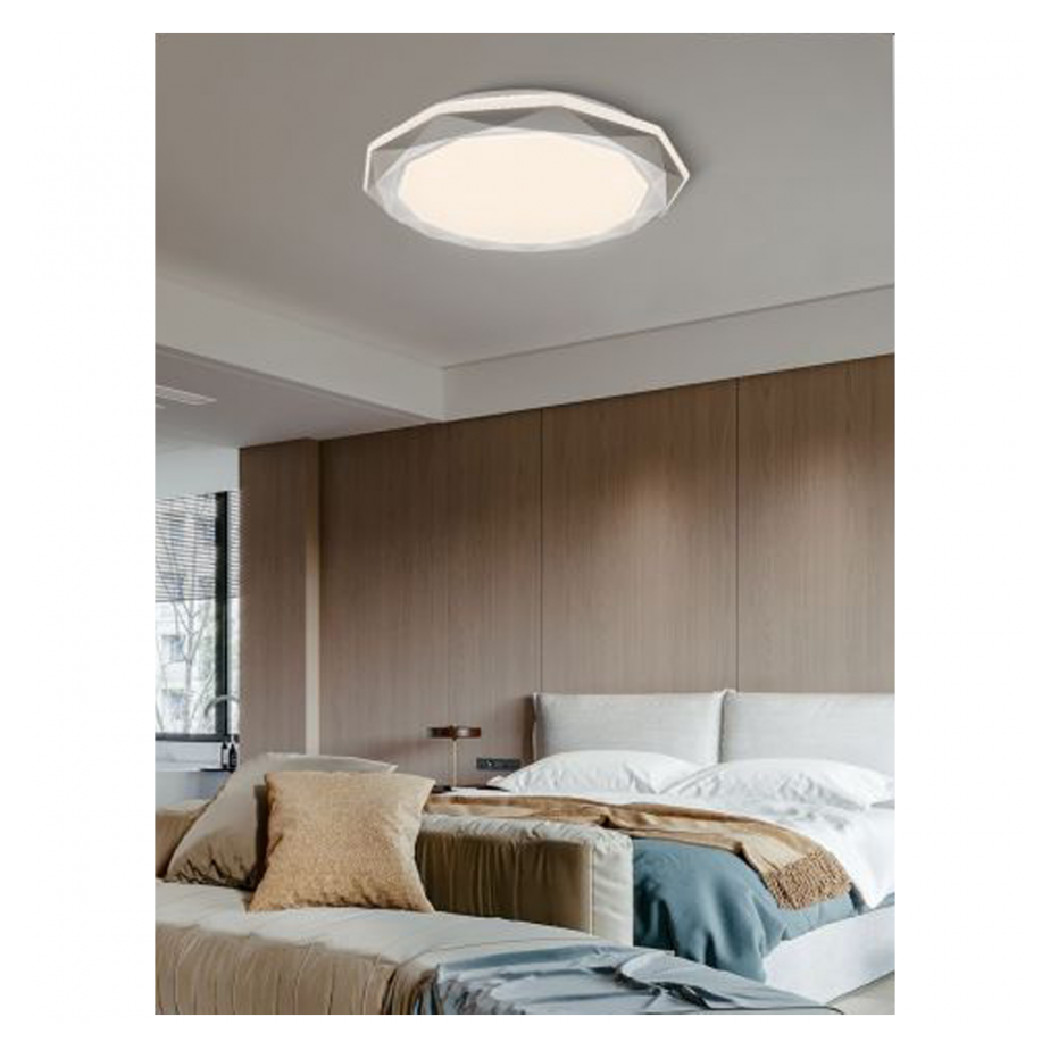 foto del prodotto trade shop plafoniera led 46w dimmerabile con superfice sfaccettata luce 6500k 4000k bianco naturale 