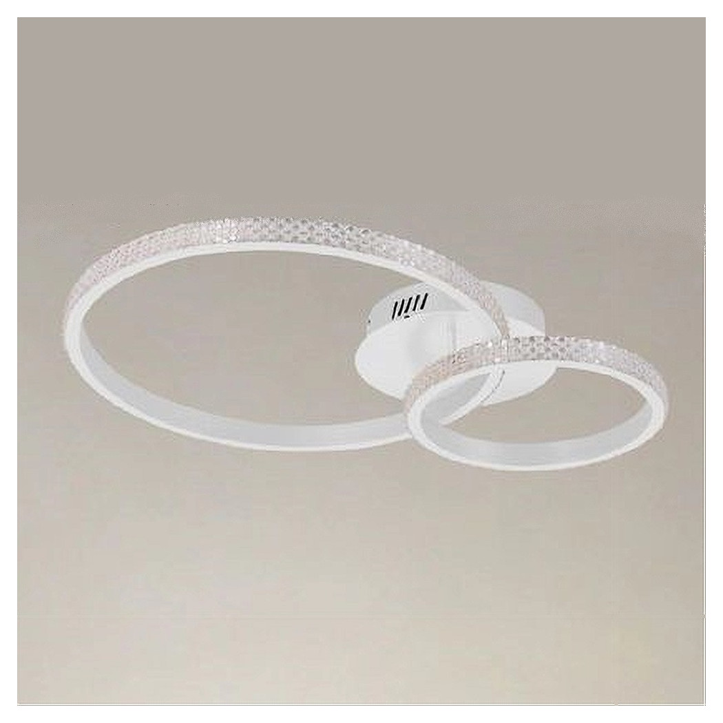 foto del prodotto trade shop plafoniera led 48 w 2 cerchi effetto cristallo telecomando moderno bianco 31777 