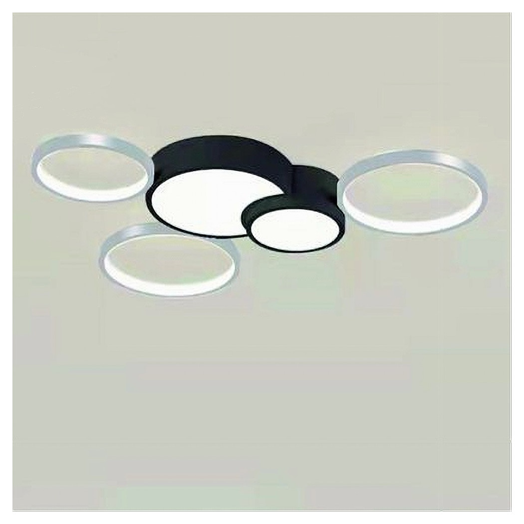 foto del prodotto trade shop plafoniera led 48w 5 cerchi argento nero lampada soffitto moderno luce 4000k 70975 