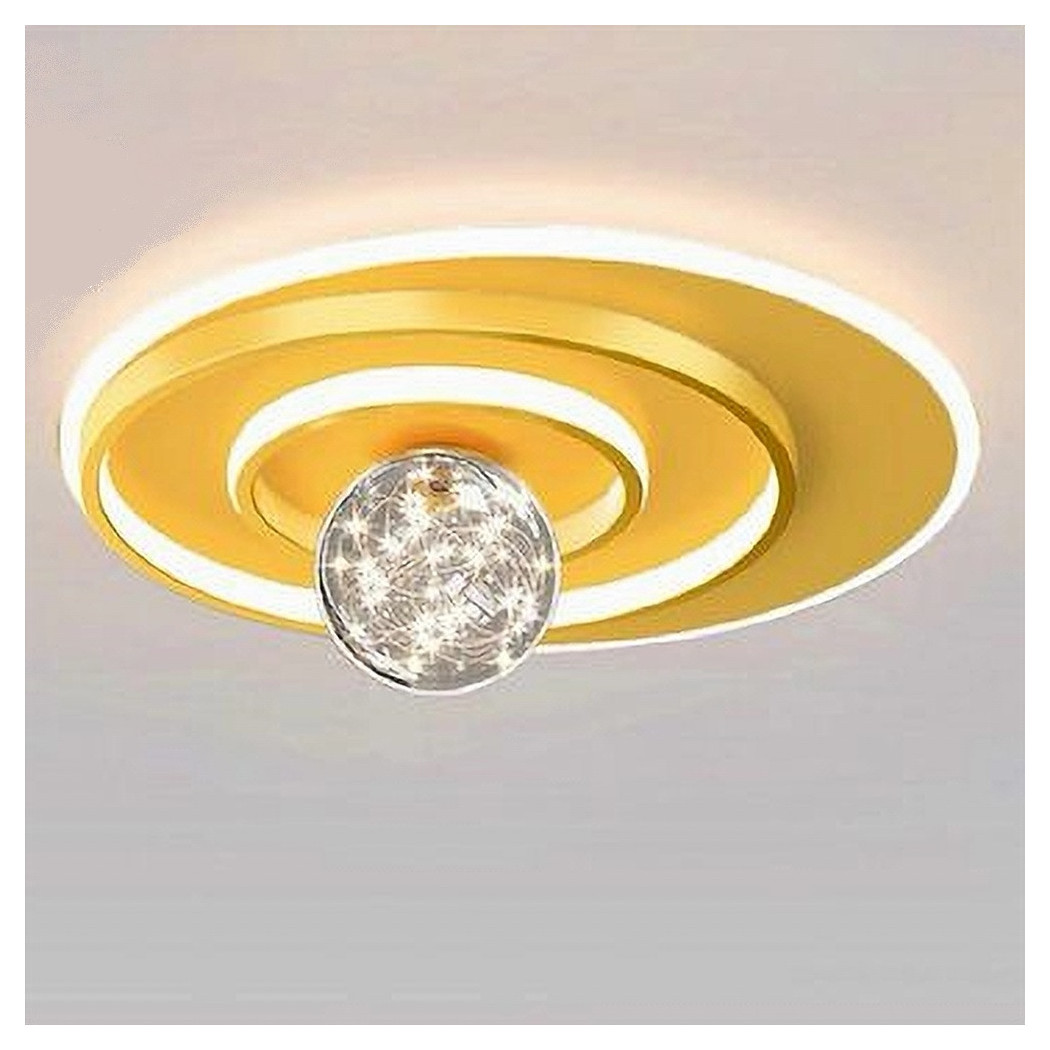 foto del prodotto trade shop plafoniera led 48w cerchio spirale oro sfera lampadario tondo luce naturale 70777 